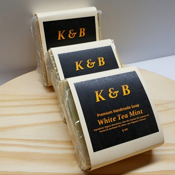 WHITE TEA MINT Premium Handmade Natural Body Bar Soap, 5 oz (3 pack) - Picture 2 of 6
